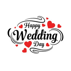 Wishing a happy wedding day with love and hearts