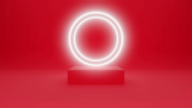 White Neon Light Product Background, Red Color, 4K Video Looping