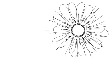 Minimalist Black and White Line Art Flower Drawing - Elegant Floral Outline