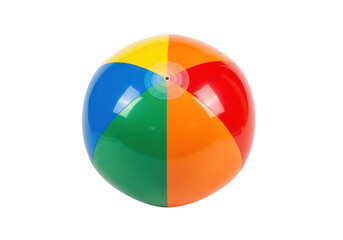 Vibrant multi-colored beach ball isolated on transparent background