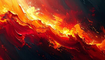 Abstract fiery background with glowing flames and burning energy