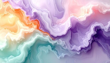 Abstract colorful watercolor background with flowing water waves and soft light textures