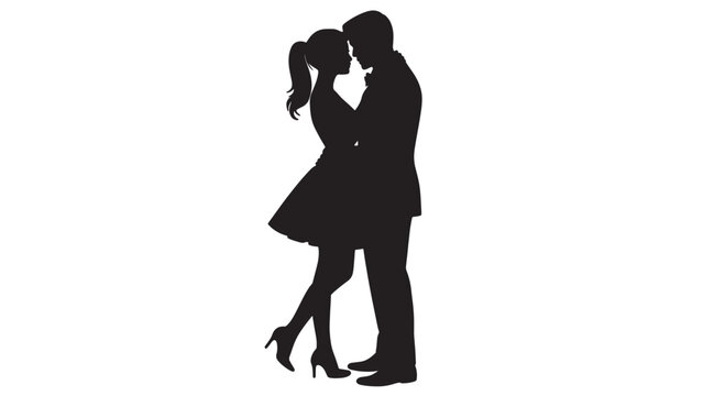 Romantic Couple Silhouette Vector Love Minimalist Art