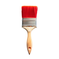 Paint Brush, Painters tool with red synthetic bristles and a wooden handle