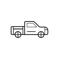 Pickup Truck Icon Outline Isolated on White Background