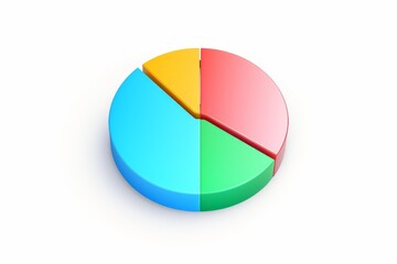 Obraz premium Colorful 3d pie chart representing data analysis and statistics on a white background