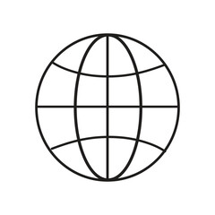 Globe Icon Outline Isolated on White Background