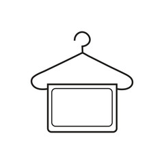 Minimalist Clothes Hanger with Blank Sign Line Art Vector Icon Illustration