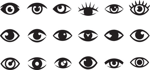 Black and white eye collection in various styles eyes vision gaze © icon store