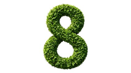 Fototapeta premium Green grass number eight isolated on white background for eco friendly concepts