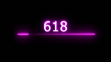 Glowing neon count number illustration. Neon counting number on black background. Neon line number text.
