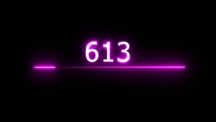 Glowing neon count number illustration. Neon counting number on black background. Neon line number text.
