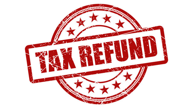 Tax refund red stamp with grunge texture