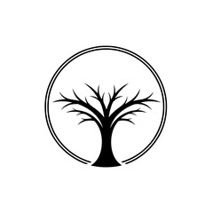 Obraz premium Elegant minimalist vector illustration of a tree with intricate roots, symbolizing growth and nature, perfect for logos, prints, and digital designs with a clean aesthetic.