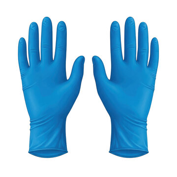 Pair of blue latex gloves for protection and hygiene