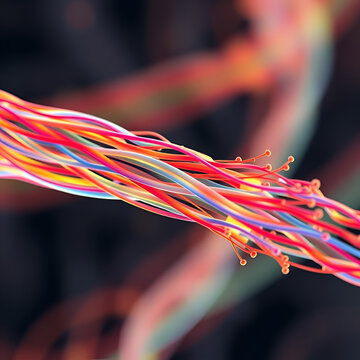 Colorful Abstract 3D Illustration of Muscle Fiber Relaxation at Microscopic Level