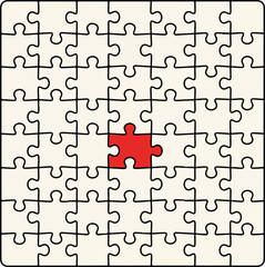 Mismatched Puzzle Piece Standing Out from Crowd Loneliness Concept