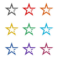 Star us flag icon isolated on white background. Set icons colorful