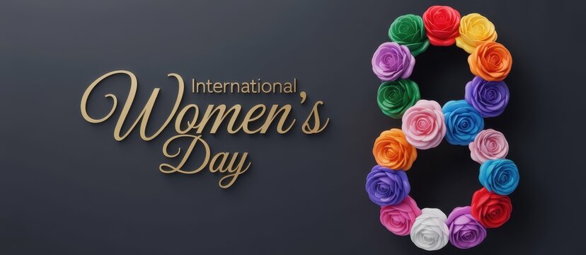 International women's day celebration with colorful roses