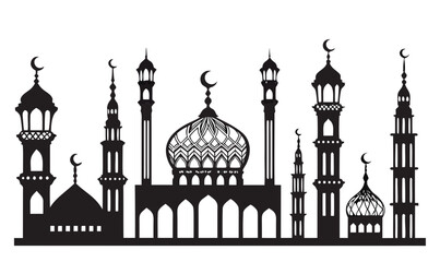 A black and white image of a mosque Vector © Monira