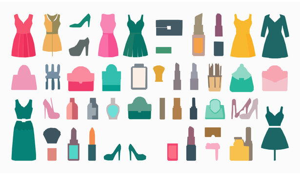 Minimal beauty and fashion solid vector icons