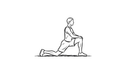 Fototapeta premium Linear fitness exercise: man performing lunges in athletic wear