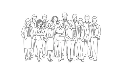 Obraz premium Group of business professionals in office attire standing together lin