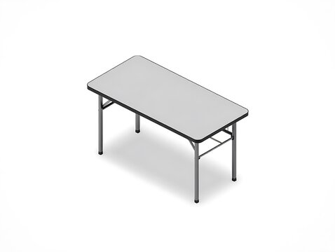 Modern Minimalist Gray Table Isolated Against White Background