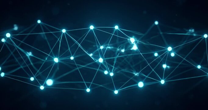 Advanced AI Data Network with Dense Glowing Connections on Dark Background