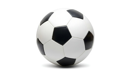 Naklejka premium Classic black and white soccer ball isolated on white background traditional football sports equipment.