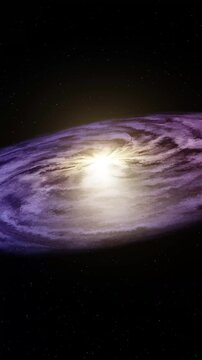 Stunning Spinning Galaxy Animation with Stars in Dark Space. Full HD. 4K