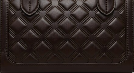 Fototapeta premium Dark brown quilted leather texture with shiny diamond patterns and intricate stitching for a luxurious background