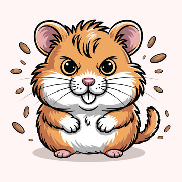 Funny Hamster Cartoon Cute Animal Mascot Illustration