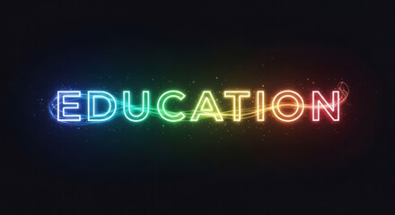Colorful Neon Education Sign. Concept featuring education, neon, colorful, light, learning.
