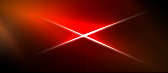 Bright red light flare dominates image. Dark background creates strong contrast, emphasizing central glow. Vivid, intense energy radiates outward.