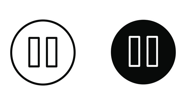 Pause button icon in black and white