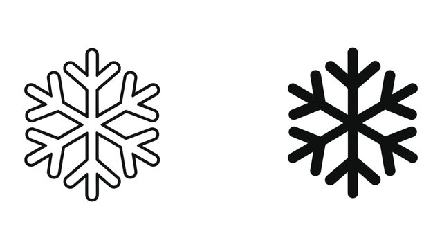 Snowflakes icon set in black and white