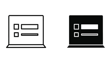 Laptop icons in outline and filled styles