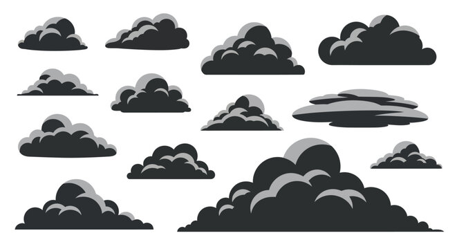 Collection of Dark Cumulus Clouds, Weather Icons, Graphic Elements