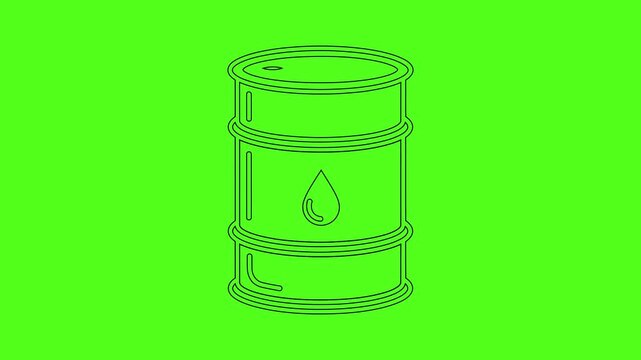 Oil Barrel Petroleum Fuel Industry Vector Line Art Icon Animation Green Screen