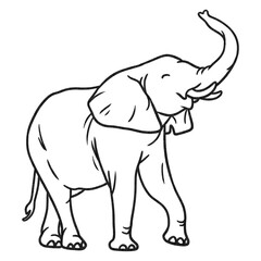 Obraz premium Wildlife Charcoal Elephant Line Art Illustration, Hand Drawn Animal Sketch