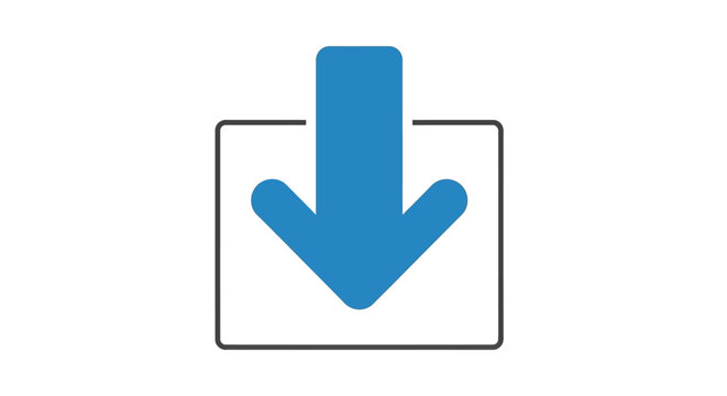 Download Icon, Blue Arrow Down Inside Box, Data Transfer, Upload, Storage