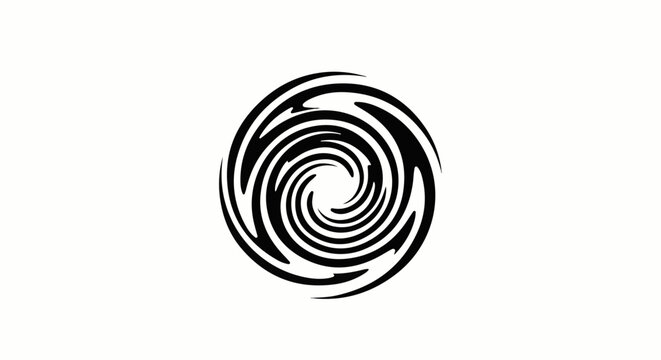 Abstract black spiral vortex against white background