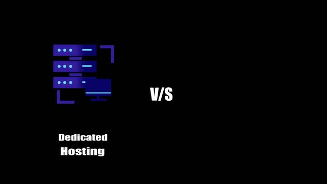 Dedicated Server vs VPS Hosting Concept on Black Background