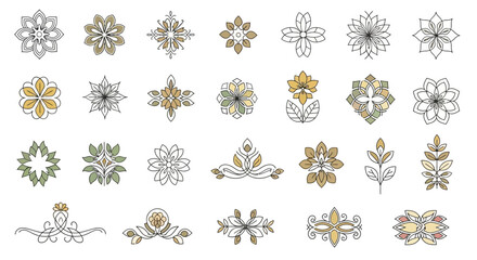 Elegant Floral Ornaments and Decorative Elements Collection