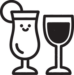 Vector illustration of wine and champagne glasses with bottle for celebration drink design