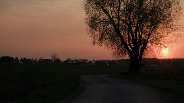 Beautiful sunset timelapse of sky in countryside