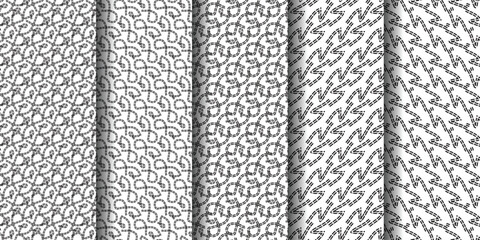 Fototapeta premium Collection of intricate monochrome patterns showcasing elegant designs for creative projects.