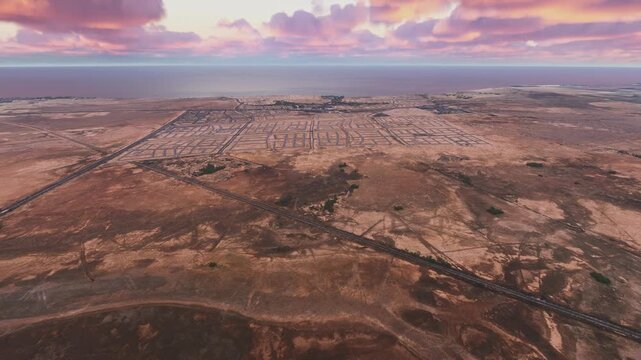 Sunset aerial view of Mecca - King Abdullah Economic City. Saudi Arabia