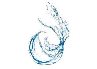 白背景に飛び散る抽象的な青い水しぶきの3dイラスト